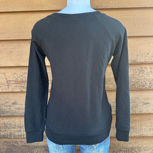 Active Womens Black Lace Front Long Sleeve Top Size M Cotton Blend - Picture 4 of 9